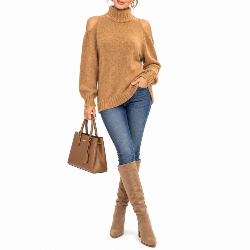 Point Sur Sweater Womens M Mustard Mock Neck Merino Alpaca Blend Knit Cozy Fall
